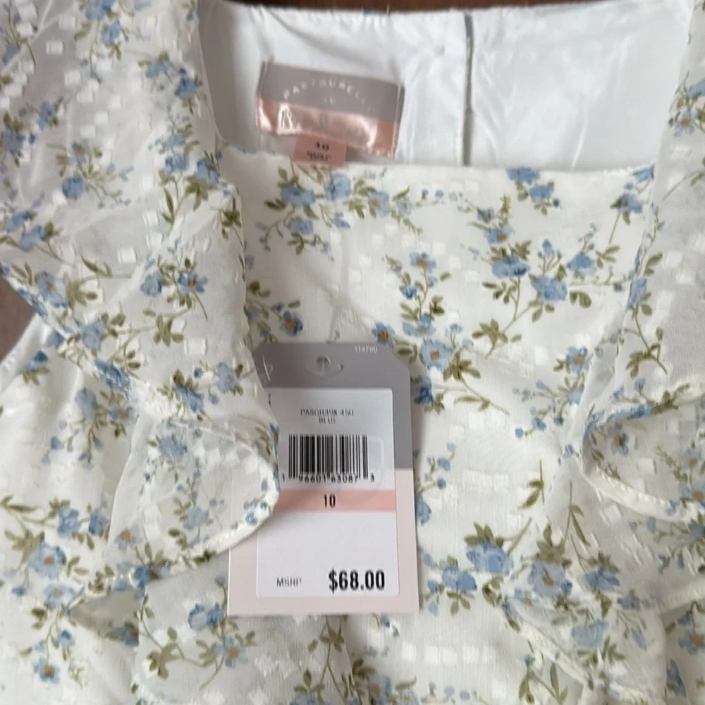 Pastourelle Pippa & Jules Blue and Ivory Floral Youth Dress Sz 10 Girls Ret $68